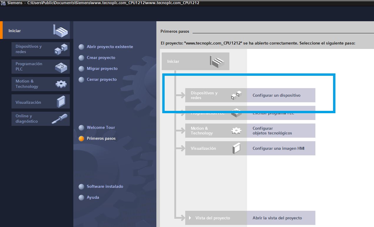 Configurar Dispositivo para el proyecto TIA Portal. Configurar Dispositivo para el proyecto TIA Portal.