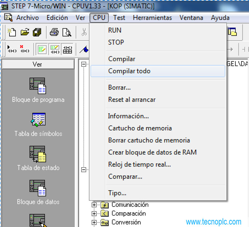 Memoria S7-200: compilar todo.