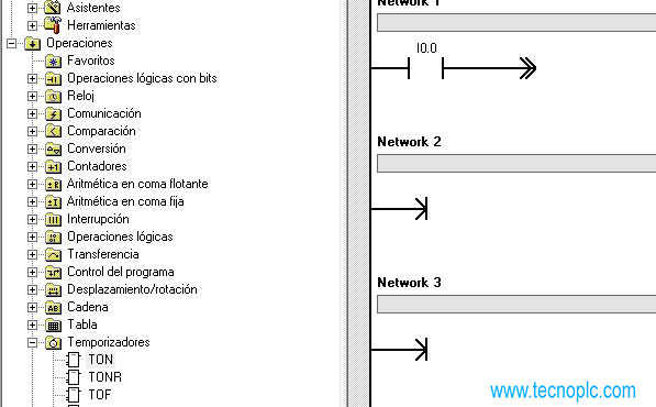 Seleccionar los tipos de temporizador S7-200.