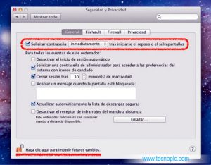 Bloquear pantalla en Mac: General.