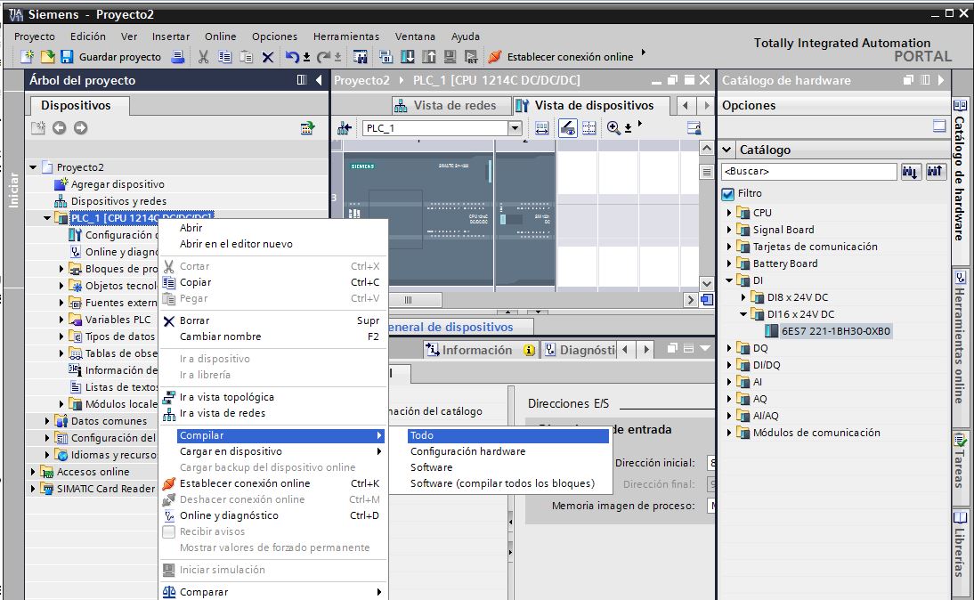 Finalizar la configuración al crear nuevo proyecto TIA Portal V11