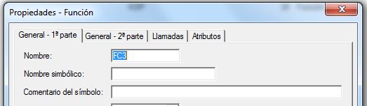 Nombre y nombre simbólico y comentarios a rellenar en las propiedades de un FC