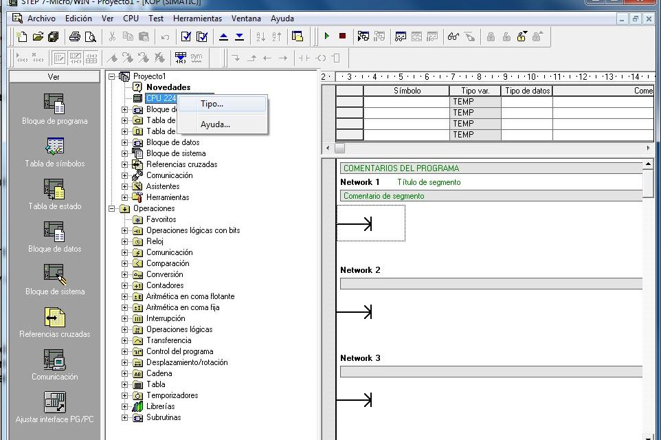 Crear nuevo proyecto MicroWin paso a paso y configuración