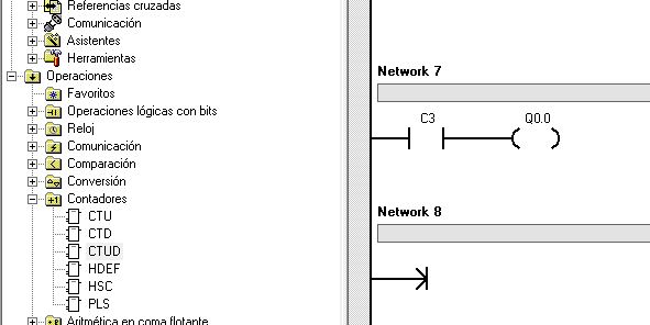 Ejemplo de activación de una salida con el bit del contador.