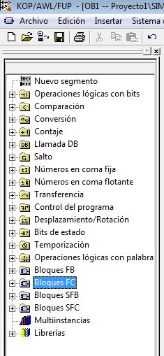 Seleccionar la carpeta de Bloques FC dentro del árbol del proyecto dentro del OB 1.
