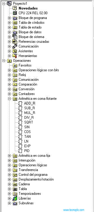 Operaciones o funciones que se pueden ejecutar con tipo de datos Real en S7-200 números en coma flotante.