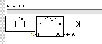 Ejemplo de asignación de un valor tipo constante a un dato de tipo Word.