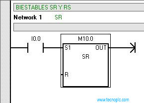 Definición de la entrada de habilitación de la función Set Reset en programación S7-200.