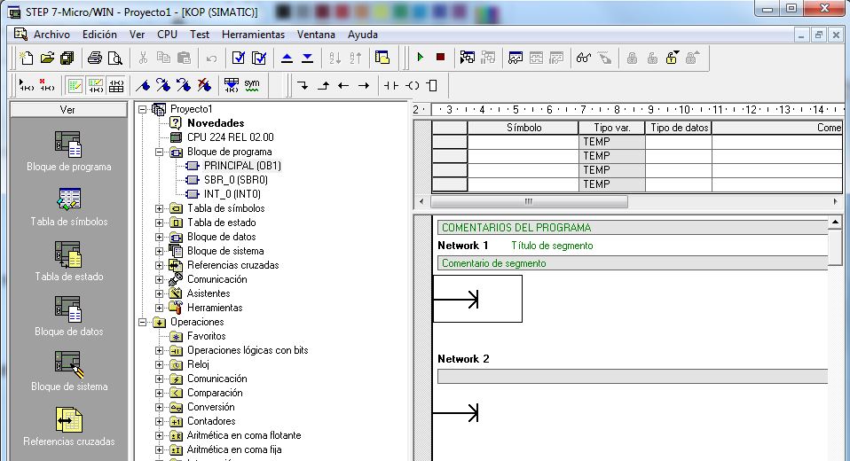 Trabajar con subrutinas en el proyecto MicroWin