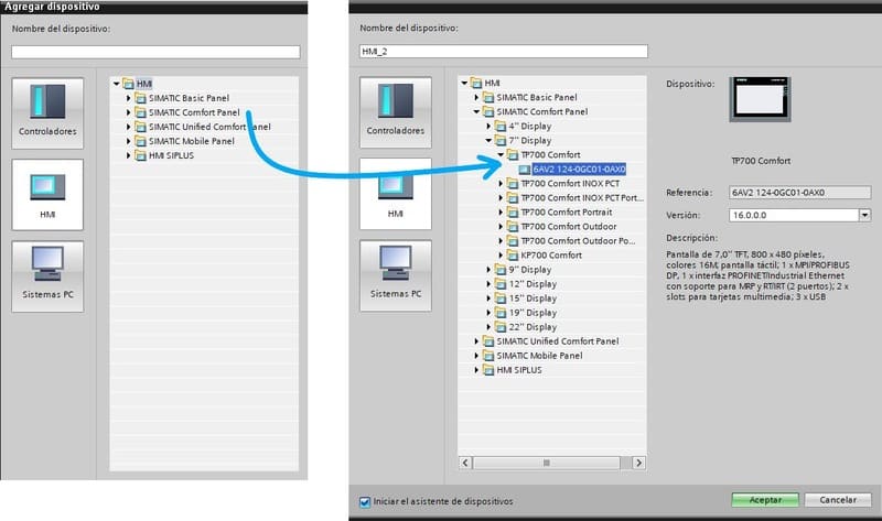 Listado de HMI Siemens disponibles para agregar a tu proyecto de programación