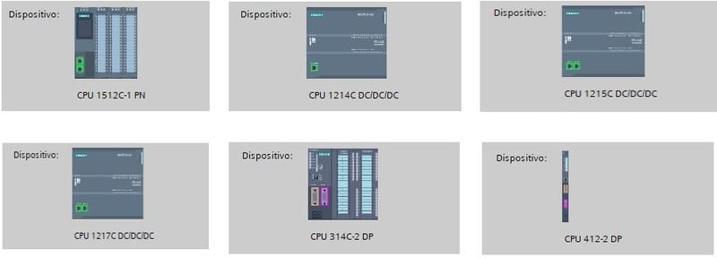 Modelos de PLC que podemos escoger para programar en TIA Portal