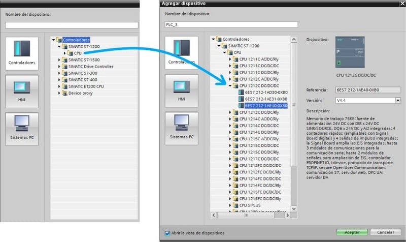 Todos los PLC disponibles para programar en TIA Portal