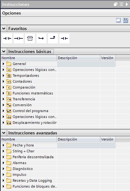 Instrucciones en TIA Portal.