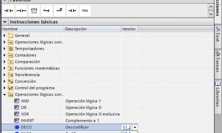 Versión de una instrucción en TIA Portal.