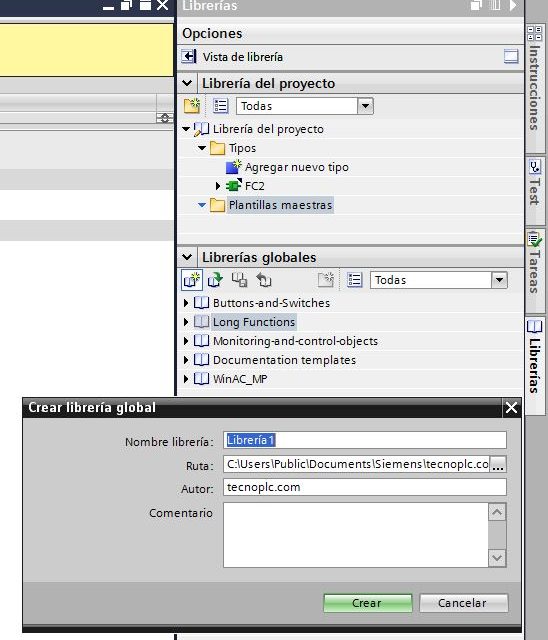 Librería de proyecto en TIA Portal.
