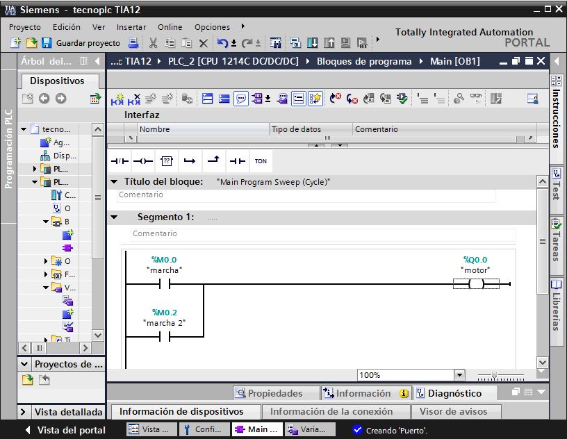 Asignar variables y direcciones en TIA Portal.