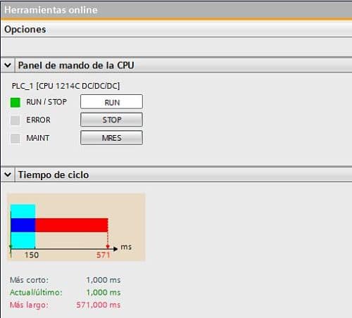 Observar el tiempo de ciclo de Scan en el PLC S7-1200