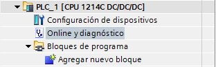 Selección de Online y diagnóstico para cambiar el estado operativo de RUN a STOP o viceversa.