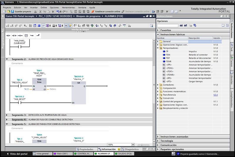 Uso de las instrucciones en TIA Portal de las funciones de temporizadores
