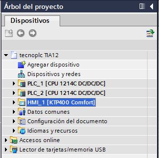 Proyecto con varios PLC y HMI integrados en TIA Portal.