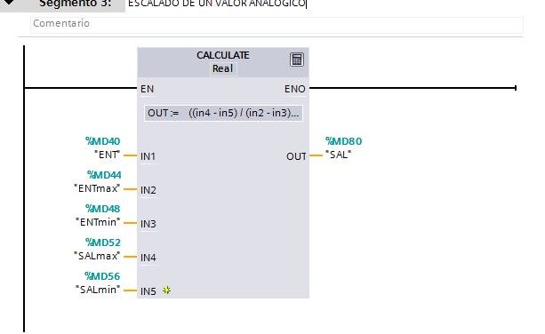 Escalado de un valor analógico con «Calculate».