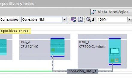 Conexión HMI para compartir variables entre PLC y pantalla.