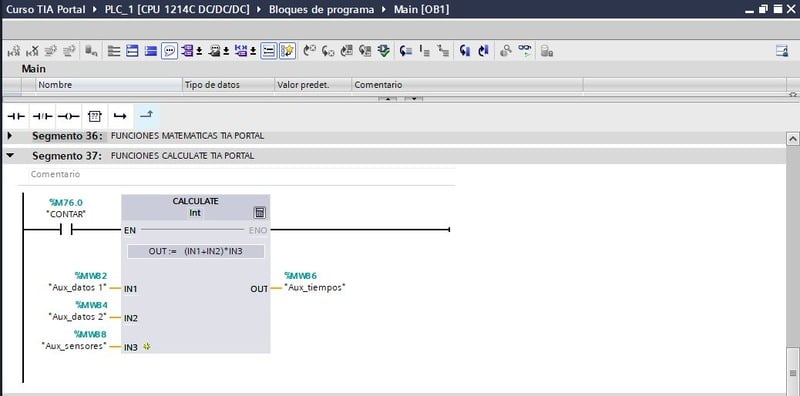 Función Calcular en TIA Portal para realizar operaciones matemáticas