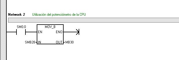 Utilización del potenciómetro de la CPU con la memoria especial SMB28.