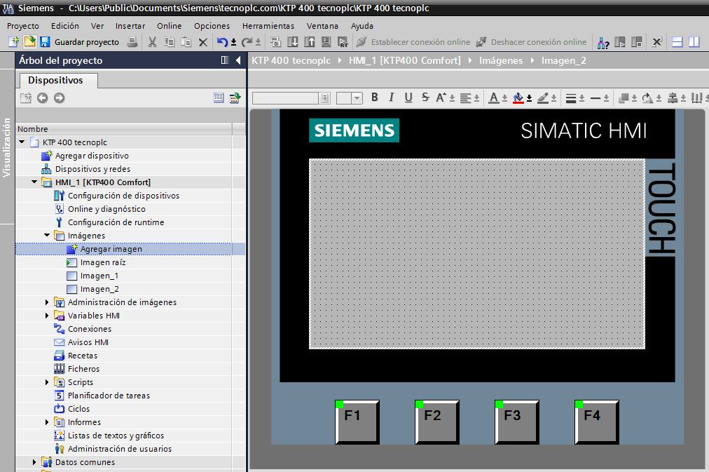 Agregar imagen para incorporar una nueva pantalla HMI al proyecto.
