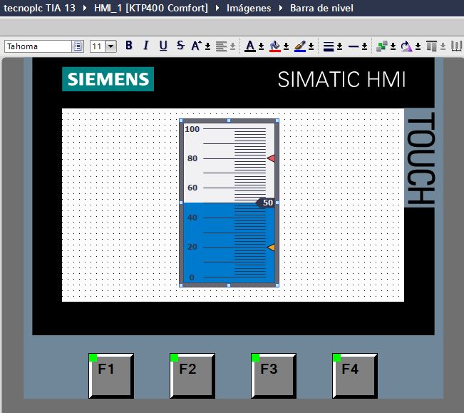Barra nivel : características gráficas en TIA Portal