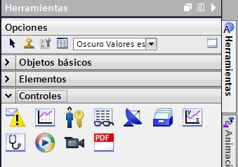 Controles en el área de Herramientas.