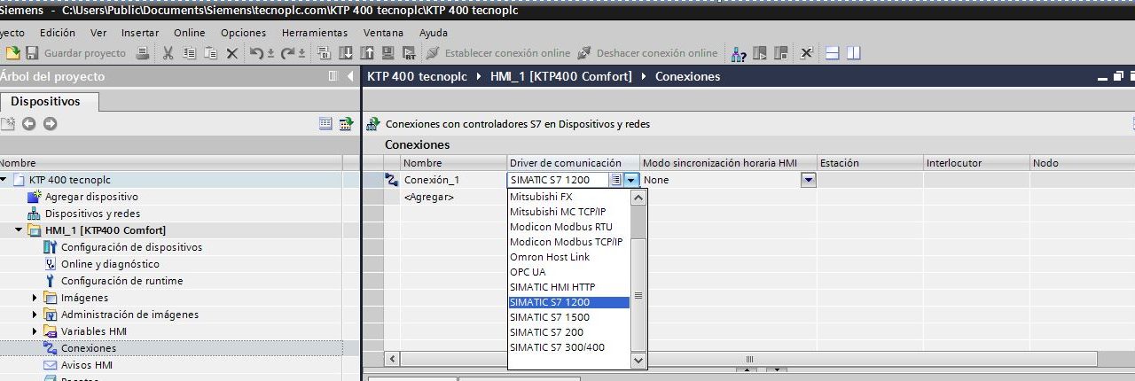 Conexiones WinCC Flexible para comunicación PLC y HMI