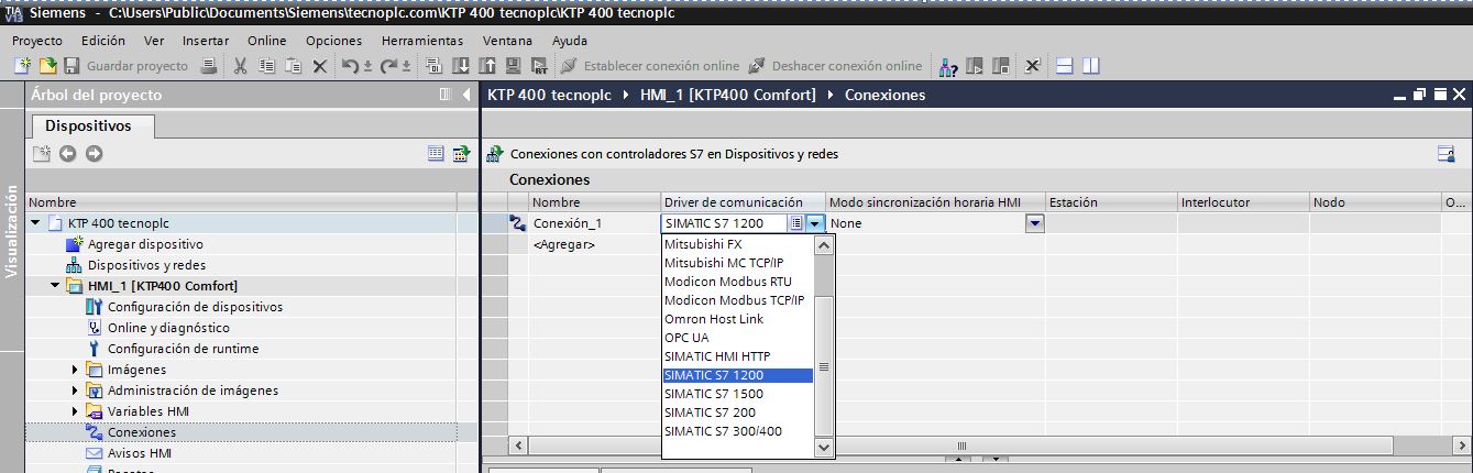 Determinar el tipo de PLC dentro de Wincc.