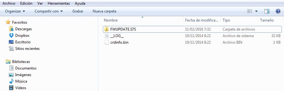 Nuevos archivos que hemos descargado a la tarjeta.