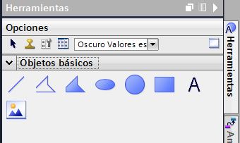 Objetos básicos en el área de Herramientas.
