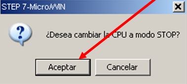 Cambiar CPU a modo STOP.