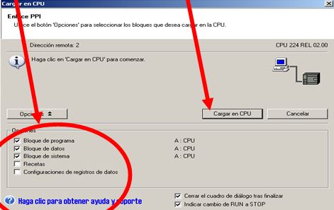 Escoger las tres opciones de carga.