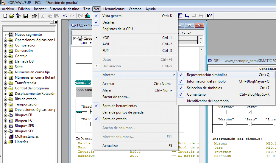 Detalles para visualizar los comentarios dentro de cada segmento en un bloque Step 7.