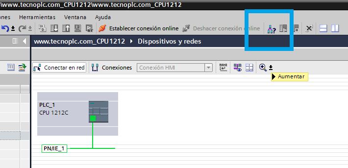 Establecer comunicación PLC y TIA Portal.