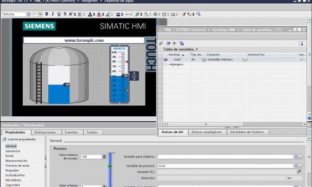 Depósito agua : simulación en pantalla TIA Portal