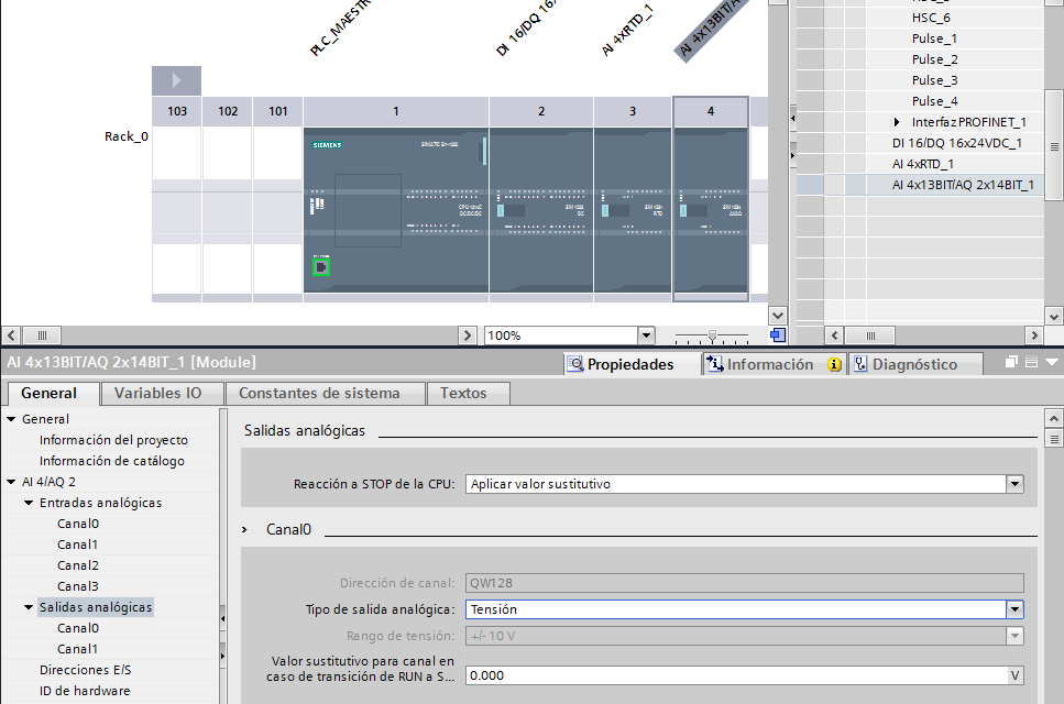 Salidas analógicas S7-1200 : configuración TIA Portal