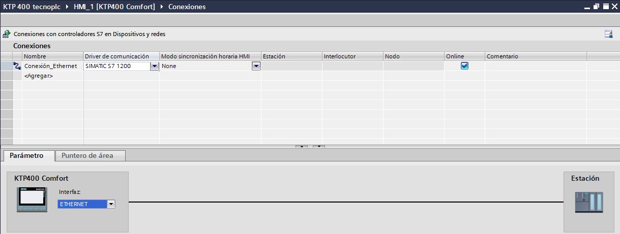 Seleccionar la interfaz para la comunicación Ethernet.