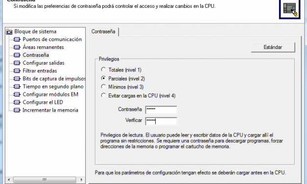 Definir contraseña CPU S7-200 en proyecto MicroWin