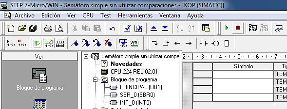 CPU 224 utilizada para el ejemplo S7-200.