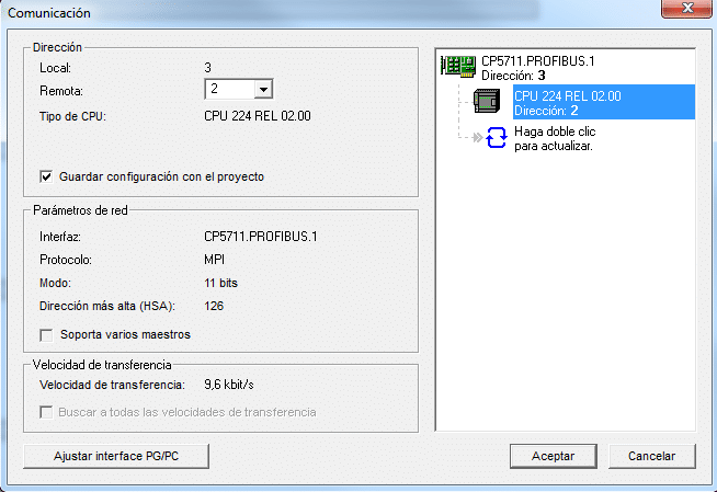 Establecer comunicación S7-200 entre PC y la CPU