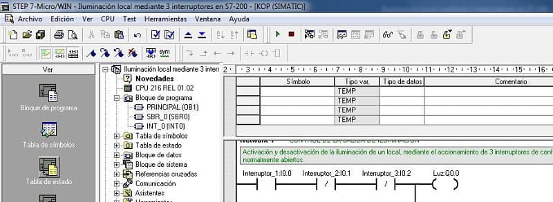 Componentes Software utilizados para iluminación local en S7-200.