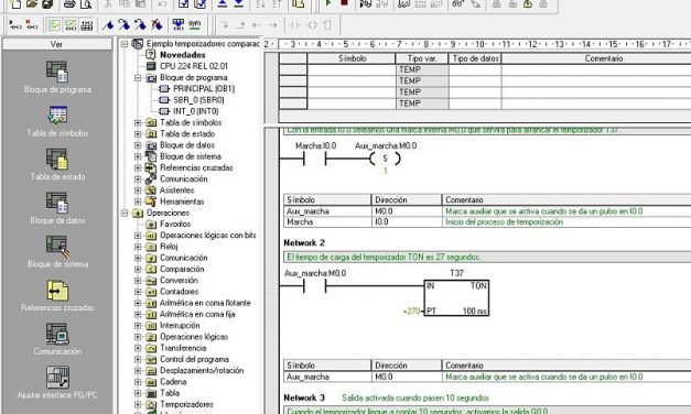 Ejemplo temporizadores comparaciones en MicroWin S7-200