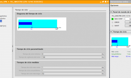 Tiempo de ciclo en proyecto online TIA Portal