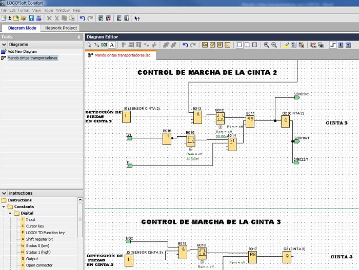 Mando cintas transportadoras en programación LOGO 8