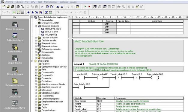 Brazo taladradora simple controlada con S7-200